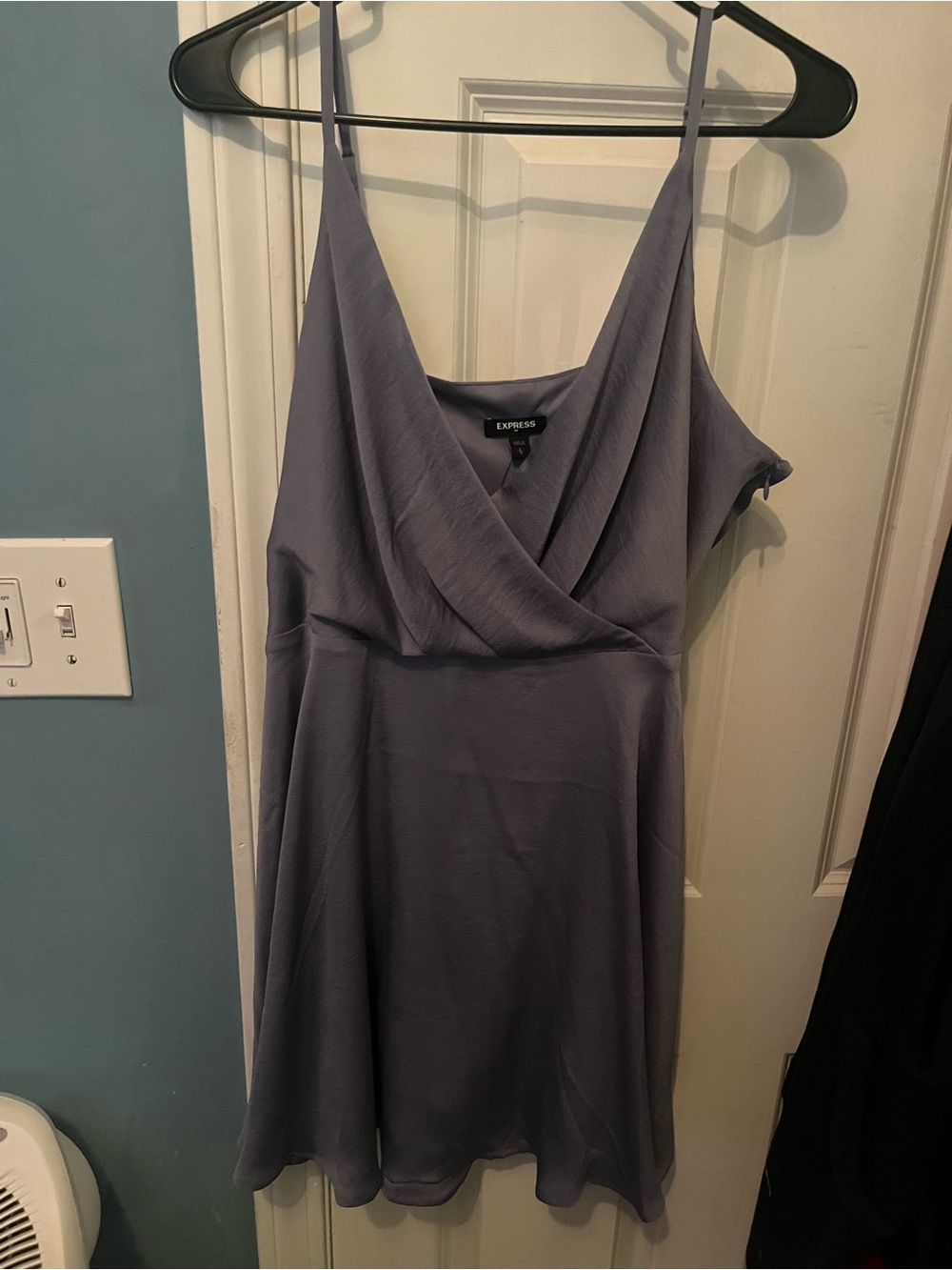 Express Lavender Slip Mini Dress with V-Neck and Spaghetti Straps